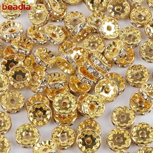 50Pcs/lot Metal Crystal Rhinestone Rondelle Spacer Beads 8mm DIY Spacer Beads For DIY Bracelet Necklace Making Accessories 2024 - buy cheap