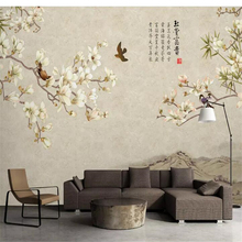 Wellyu-papel tapiz personalizado para pared, tapiz pintado a mano de magnolia, pájaro, pared 2024 - compra barato
