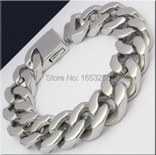 2015 Fashion Gifts Men's Wide Heavy 155g Cuban Curb Chain Pure Stainless Steel Bracelet 8.5" 20mm Toggle Clasp 2024 - buy cheap
