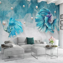 beibehang Custom wallpaper 3d photo mural dark blue abstract lines guppies jewels background wall papers home decor 3d wallpaper 2024 - buy cheap