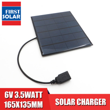 Painel solar de 6v 3.5w, placa de energia policristalina com células solares 5v dc e saída usb 2024 - compre barato