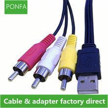 USB кабель длиной 1,5 м с разъемом «папа» на 3 RCA Phono AV, свинцовый ПК ТВ Aux аудио видео адаптер 2024 - купить недорого