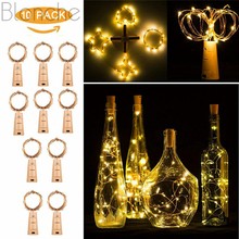 10 pcs Guirlanda Artesanal Garrafa de Vinho Cobre Tira Conduzida Luz Noturna À Prova D' Água Fria/Quente Luzes Da Corda para a Festa de Casamento decoração de Fixação 2024 - compre barato