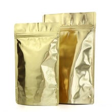 Wholesale Glossy Gold Stand up Aluminum Foil Ziplock Bag Snack Cookie Tea Coffee Packaging Bag Doypack Gold Foil Zipper Pouches 2024 - buy cheap