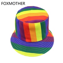 FOXMOTHER New Chapeu Pescador Gorras Gay Rainbow Striped Fisherman Hats Caps Women Mens 2024 - buy cheap