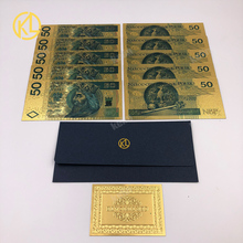 10 pçs/lote Kelin 50 Polónia Colorido Notas de Folha de Ouro 100 200 500 PLN para presentes do negócio 2024 - compre barato