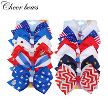 6PCS/Set 5" Flag Printed Hair Clip Independence Day Grosgrain Ribbon Hair Bow Hairgrips For Kids 4th of July Hair Accessories 2024 - buy cheap