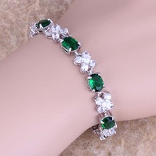 Pulsera de circonia cúbica blanca y verde, cadena de plata de Zirconia cúbica, de 7 pulgadas, S0521 2024 - compra barato