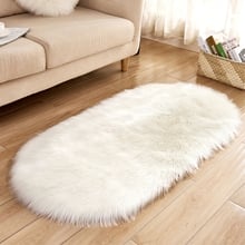 Artificial Wool White Sheepskin Hairy Oval Carpet Faux Mat Seat Pad Fur Plain Fluffy Soft Area Rug Tapete Carpets 2024 - buy cheap