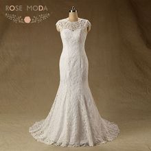 Rose Moda Sleeveless Lace Wedding Dress Mermaid Wedding Dresses African Wedding Gowns 2019 Real Photos 2024 - buy cheap