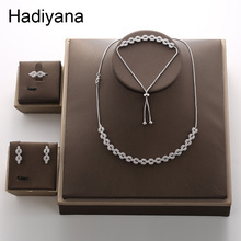 Hadiyana Luxury Bride Wedding AAA Zircon Set 2018 Hot Sell Sets For Women Necklace Earrings Ring Bracelet Jewelry Party TZ8083 2024 - buy cheap