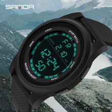 Sanda relógio digital masculino 3atm de pulso, relógio ultra fino esportivo para homens ao ar livre moda militar e esporte 2024 - compre barato