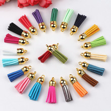 35mm Mixed Suede Leather Jewelry Tassels For Jewelry Finding DIY KeyChains Earrings Cellphone Charms Gold Top Plated 50pcs/lot 2024 - buy cheap