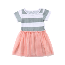 2-11Y Summer Lovely Pretty Toddler Baby Girls Dress Striped Lace Patchwork Knee-Length Tutu Dress Party Dress Girls Clothes 2024 - buy cheap