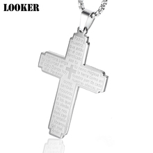 Scripture Jewelry Religion Jesus Cross Pendant Necklace For Women Men Gold Color Stainless Steel Vintage Prayer Jewels 2024 - buy cheap