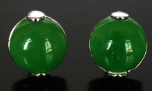 925 Sterling Silver Inlay 18mm GreenNatural jade Stud Earrings 2024 - buy cheap