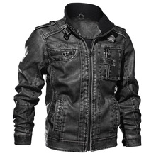 Jaqueta de couro pu masculina, casaco de couro falso para motocicleta casual outono 2019 2024 - compre barato