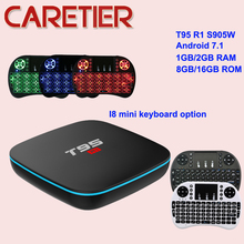 Tv box, 1 peça, t95 r1, android 7.1, 2gb ram, 16gb rom, amlogic s905w, quad core, 2.4ghz, wi-fi, i8, opção de teclado iluminado 2024 - compre barato