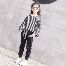 Spring Autumn Teenage Girls Clothing Set Stripe Kids Suit Casual Sport Suit for Girl Tracksuit Children Clothing 8 10 12 Year 2024 - buy cheap