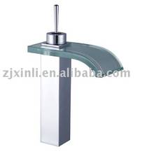 L16303 - Luxury Deck Mounted Chrome Color Brass & Glass Material of Waterfall Faucet 2023 - купить недорого