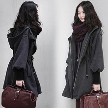 women in the new winter koren edition coat female long draw string a undertakes to sheep wool hooded coat 2024 - buy cheap
