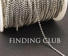 New factory price 5Meters 2mm Rhodium Brass Faceted Ball Bead Chain Jewelry Necklace Findings in Bulk 2024 - buy cheap