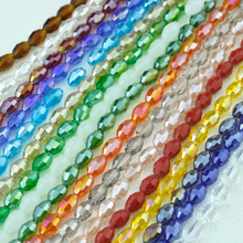 Wholesale 70Pcs Faceted Rice Oval Glass Crystal Rondelle Spacer Beads 6x8mm, 48 colors to pick Jewelry Craft DIY Beads 2024 - buy cheap