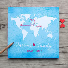 Индивидуальная карта мира, альтернатива свадебной гостевой книге, персонализированный синий фотоальбом дружбы на большие расстояния, свадебный подарок 2024 - купить недорого