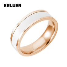 ERLUER Titanium steel Rings For Women Men lovers Couples Enamel Rose Gold Color Ring Jewelry Gift Fashion Band Bague 2024 - buy cheap