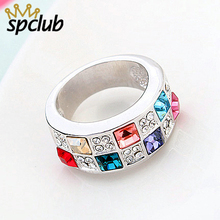 Silver Color Exquisite Bijoux Fashion Square Crystals From Swarovski Wedding & Engagement Ring Top Quality Bague Femme Jewelry 2024 - buy cheap