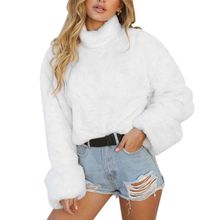 Autumn Winter Women Sweater Solid White Color High Collar Turtleneck Long Full Sleeve Casual Warm Pullover Loose Top 2024 - buy cheap