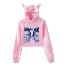 Marcus and Martinus Women Warm Long Sleeve Crop Top Pullover Hooded Sweatshirt Funny Cat Ear Cropped Hoodie Casual Tops Jumper 2024 - buy cheap