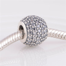 New Original 925 Silver Screw Core Charms Beads with White Rhinestone Crystal, Fit European Pandora Bracelet Snake Chain 2024 - buy cheap