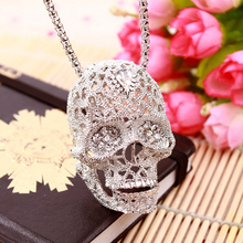 CNANIYA brands jewelry silver color suger skull long necklaces & pendants steampunk Mexico skeleton long necklace collier kolye 2024 - buy cheap