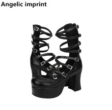 Zapatos de lolita con estampado angelical para mujer, calzado de tacón alto, rojo, para fiesta, boda, cosplay, punk, 7015 2024 - compra barato