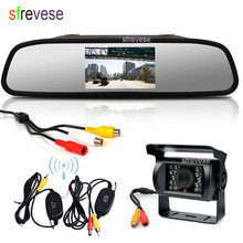 4.3" Vehicle LCD Mirror Monitor + Wireless Waterproof 18 IR CCD Reversing Backup Camera Car Rear View Kit Parking Assitance 2024 - buy cheap