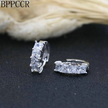 BPPCCR-Pendientes de aro de circonia blanca para mujer, aretes elegantes de Color plateado con diamantes de imitación, joyería nupcial 2024 - compra barato