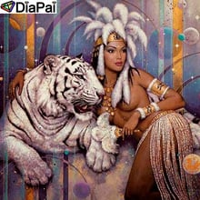 DiaPai-pintura de diamante 5D DIY "Tiger beauty", 100% cuadrado/redondo completo, bordado de diamantes, punto de cruz, decoración 3D, A24831 2024 - compra barato