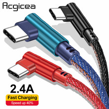 Cable USB tipo C de carga rápida, cargador de datos de 90 grados, 1M, 2M, para Samsung S8, S9, Note 9, 8, Xiaomi mi8, mi6 2024 - compra barato