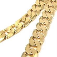 Curb Chain Link Solid  24ct Yellow Gold Filled Mens Necklace Chain 23.6" 2024 - buy cheap