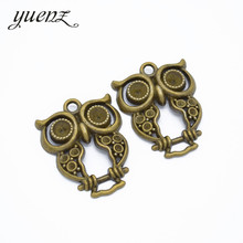 YuenZ-abalorios de Metal de aleación de bronce antiguo, colgantes de búho, accesorios de joyería compatibles con collar artesanal, 37x30mm, D177, 2 uds. 2024 - compra barato