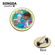 Doc McStuffins Figures Brooches Doctor Lambie Cartoon Glass Cabochon Lapel Pin Children Hat Backpack Clothes Decorative Boy Girl 2024 - buy cheap