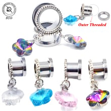 BOG-PAIR Vintage Outer Threaded  Glass Plum Dangle Ear Tunnel Expander Ear Stretcher Plug Ear Weight Gauge Body Piercing Jewelry 2024 - buy cheap