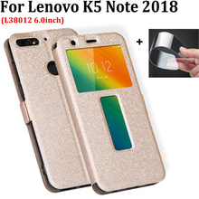 For Lenovo K5 Note 2018 case phone Cases open window Leather Flip Coque for Lenovo K5Note L38012 2018 back cover skin 6.0inch 2024 - buy cheap