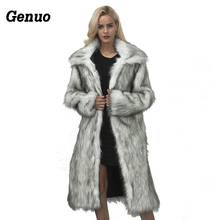 Genuo Luxury Winter Coat Women Fashion Long Sleeve Jacket Coat Warm Loose Thick Lengthen Faux Fur Coat Outerwear Plus Size 2024 - buy cheap