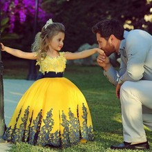 Vestidos de flores azul real para niña, vestido de Cenicienta para niña, vestido de princesa para fiesta, Vestido de primera comunión de baile 2024 - compra barato