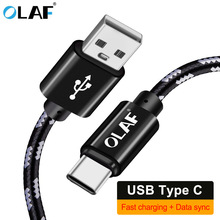 OLAF USB Type C 1 м 2 м 3 м синхронизация нейлоновый Тип C Быстрая зарядка телефонный кабель для Samsung S8 S9 Huawei Mate 20 Lite Xiaomi USB C кабель 2024 - купить недорого