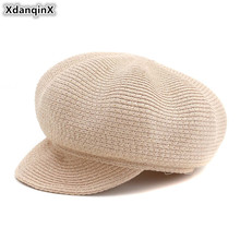 XdanqinX 2019 New Style Women's Straw Hat Breathable Newsboy Caps Elegant Fashion Hats Summer Sunscreen Female Straw Tongue Cap 2024 - buy cheap