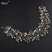 Miallo Simple Flexible Austrian Crystal Pearls Headbands Handmade Wedding Hair Accessories Gold Color Bride's Tiaras Jewelry 2024 - buy cheap