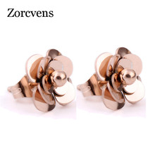 YOBEST 2018 Fashion Women Earrings 316L Stainless Steel Rose Gold Color Flower Stud Earrings 2024 - buy cheap